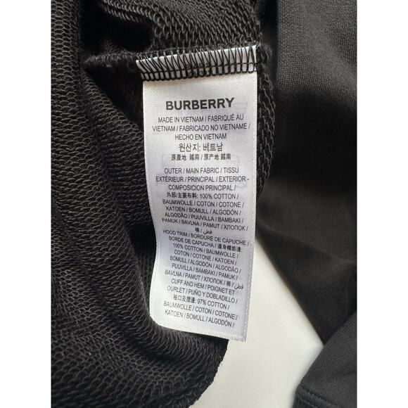 Burberry Talley Logo Checked Sweatshirt with Hoodie Black L 8084391 NWT $760 - Picture 14 of 16